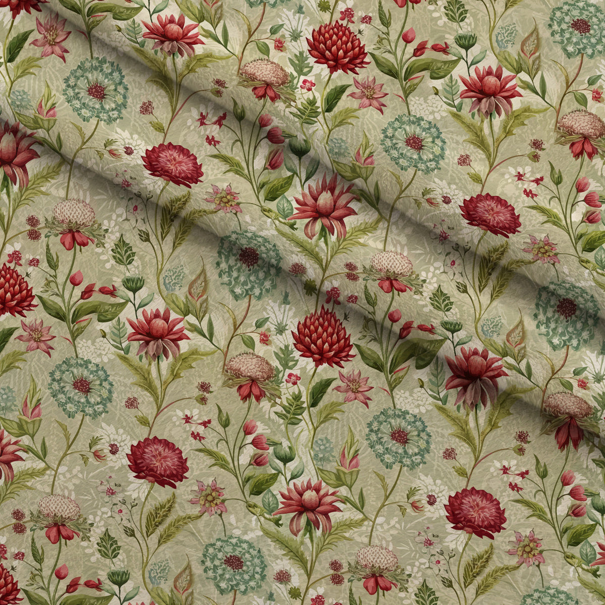 Art Nouveau Burnet Flowers Pattern 1 Minky Fabric