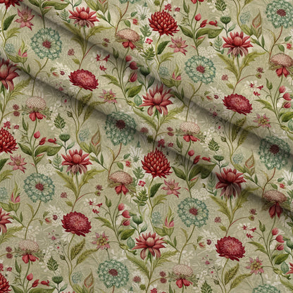Art Nouveau Burnet Flowers Pattern 1 Minky Fabric