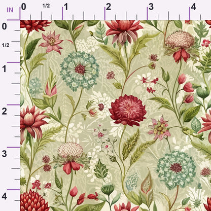 Art Nouveau Burnet Flowers Pattern 1 Minky Fabric