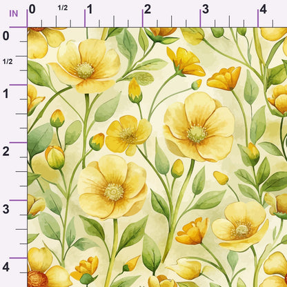 Art Nouveau Buttercups Pattern 1 Minky Fabric