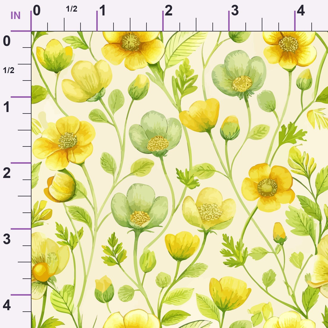 Art Nouveau Buttercups Pattern 2 Minky Fabric
