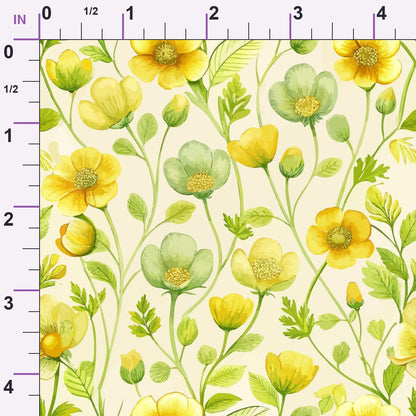 Art Nouveau Buttercups Pattern 2 Minky Fabric