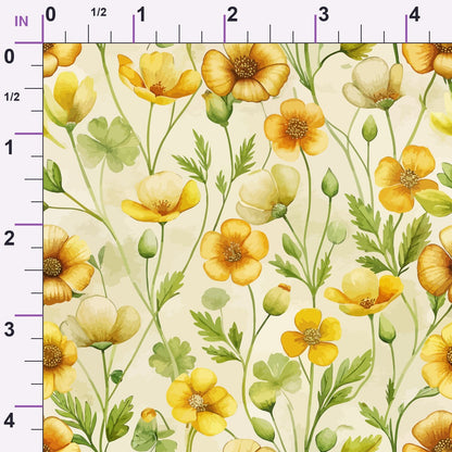 Art Nouveau Buttercups Pattern 3 Minky Fabric