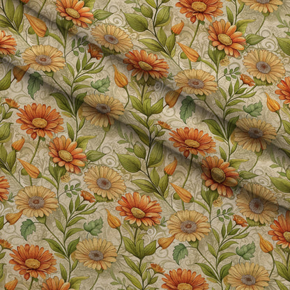 Art Nouveau Calendulas Pattern 2 Minky Fabric