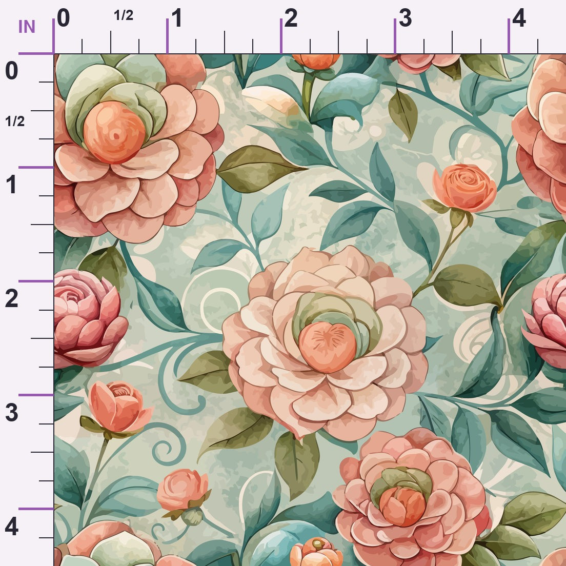 Art Nouveau Camellias Pattern 2 Minky Fabric