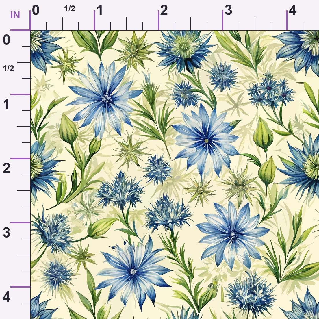 Art Nouveau Chicory Blossoms Pattern 2 Minky Fabric