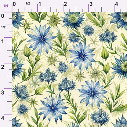 Art Nouveau Chicory Blossoms Pattern 2 Minky Fabric