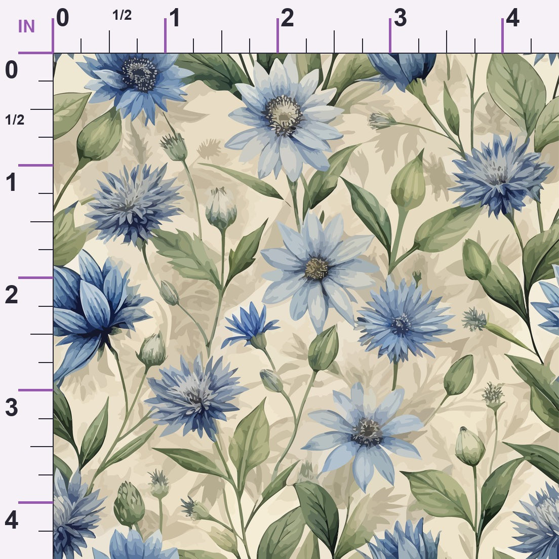Art Nouveau Chicory Flowers Pattern 1 Minky Fabric