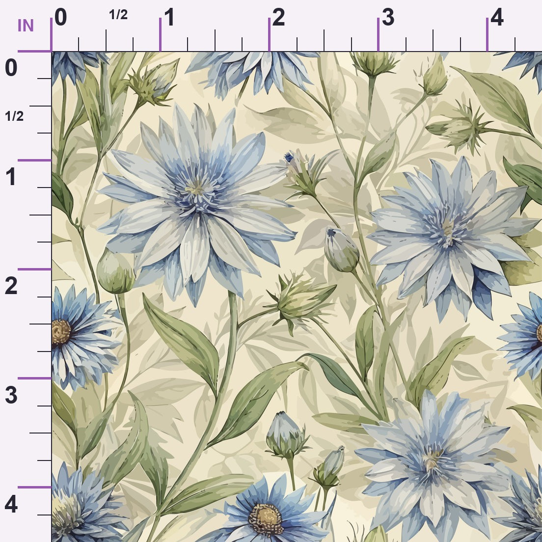 Art Nouveau Chicory Flowers Pattern 2 Minky Fabric