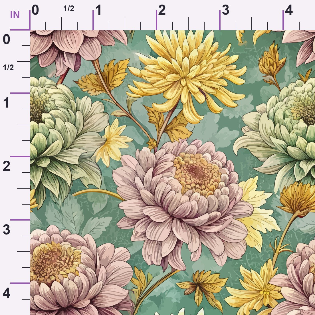 Art Nouveau Chrysanthemums Pattern 1 Minky Fabric