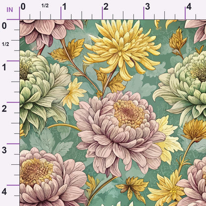 Art Nouveau Chrysanthemums Pattern 1 Minky Fabric