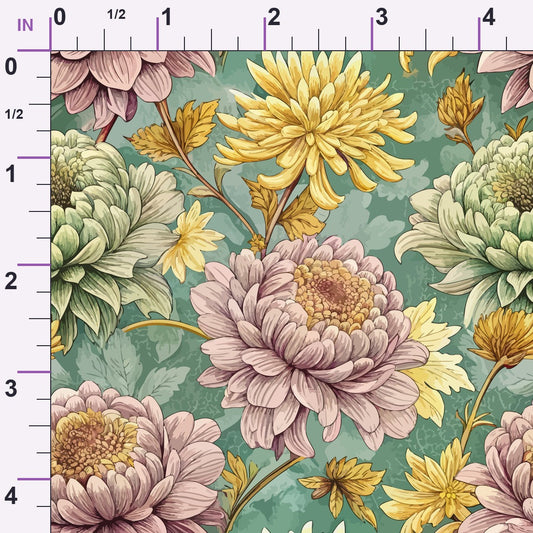 Art Nouveau Chrysanthemums Pattern 1 Minky Fabric
