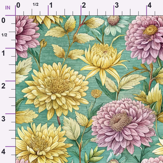Art Nouveau Chrysanthemums Pattern 2 Minky Fabric