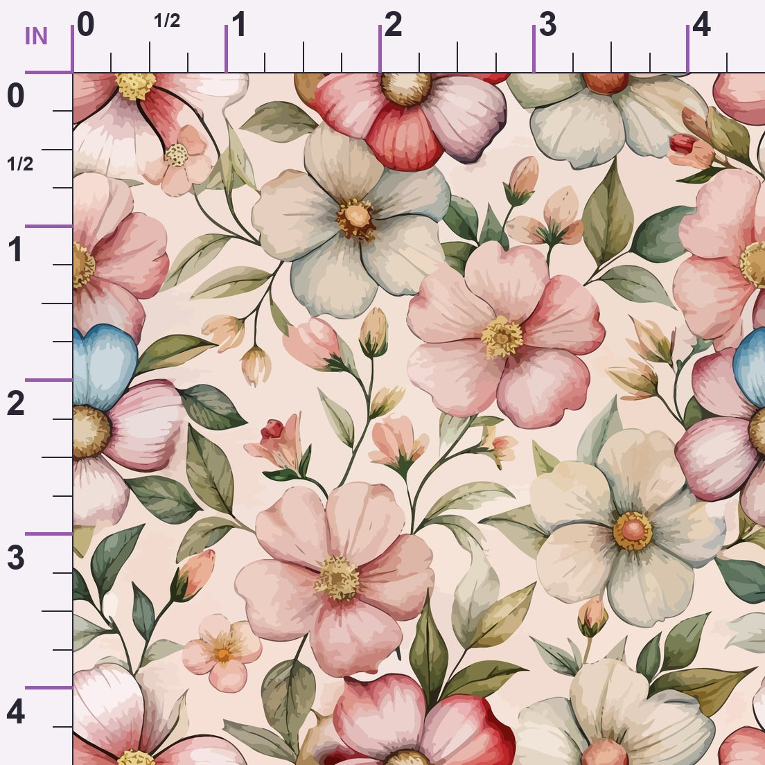 Art Nouveau Cistus Flowers Pattern 2 Minky Fabric