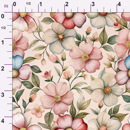 Art Nouveau Cistus Flowers Pattern 2 Minky Fabric