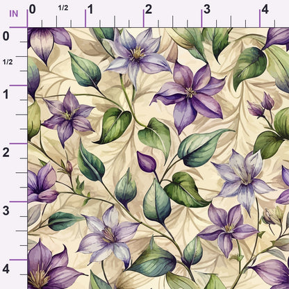 Art Nouveau Clematis Pattern 1 Minky Fabric