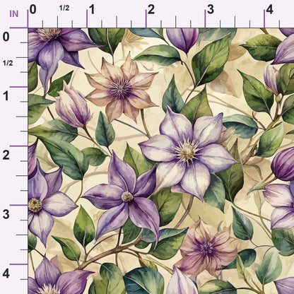 Art Nouveau Clematis Pattern 2 Minky Fabric