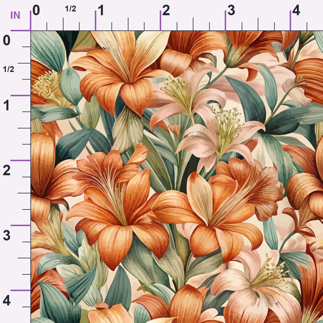 Art Nouveau Clivia Flowers Pattern 1 Minky Fabric