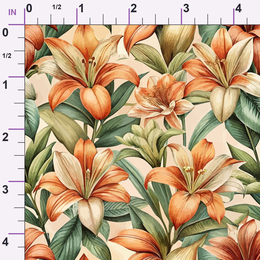 Art Nouveau Clivia Flowers Pattern 2 Minky Fabric