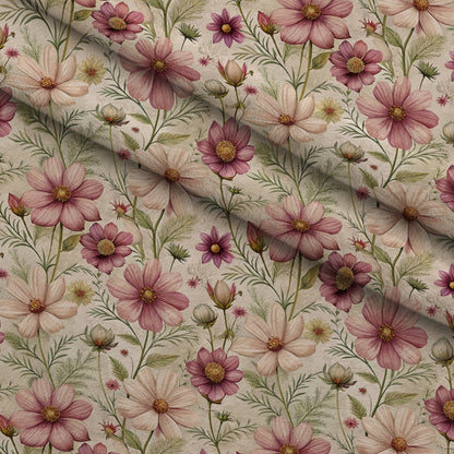 Art Nouveau Cosmos Flowers Pattern 1 Minky Fabric