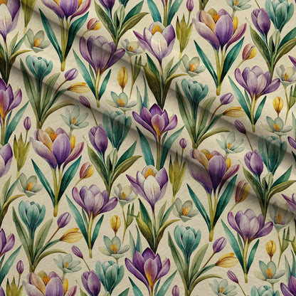 Art Nouveau Crocus Flowers Pattern 1 Minky Fabric