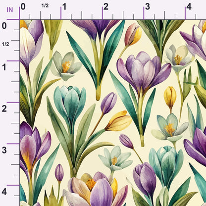 Art Nouveau Crocus Flowers Pattern 1 Minky Fabric