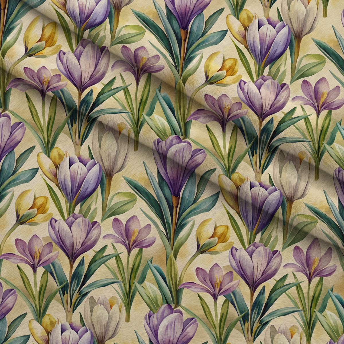 Art Nouveau Crocus Flowers Pattern 2 Minky Fabric