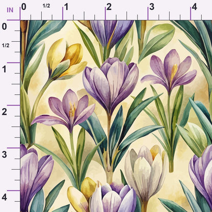 Art Nouveau Crocus Flowers Pattern 2 Minky Fabric