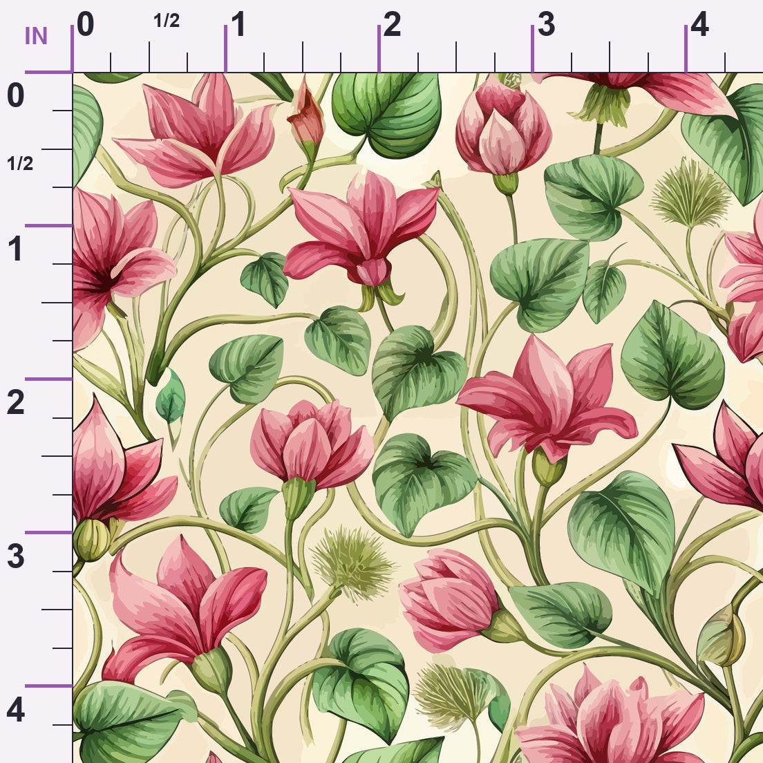 Art Nouveau Cyclamens Pattern 1 Minky Fabric