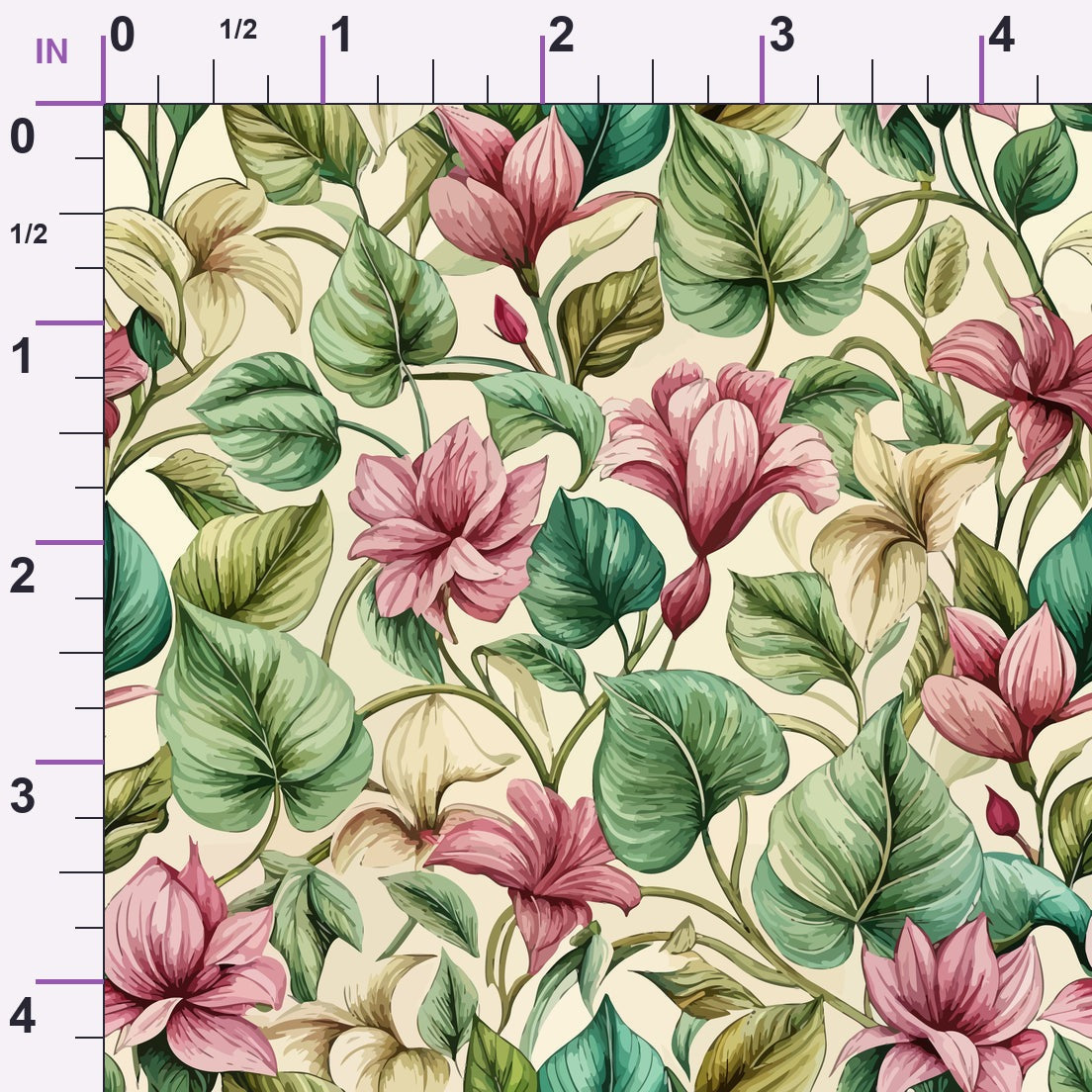 Art Nouveau Cyclamens Pattern 2 Minky Fabric
