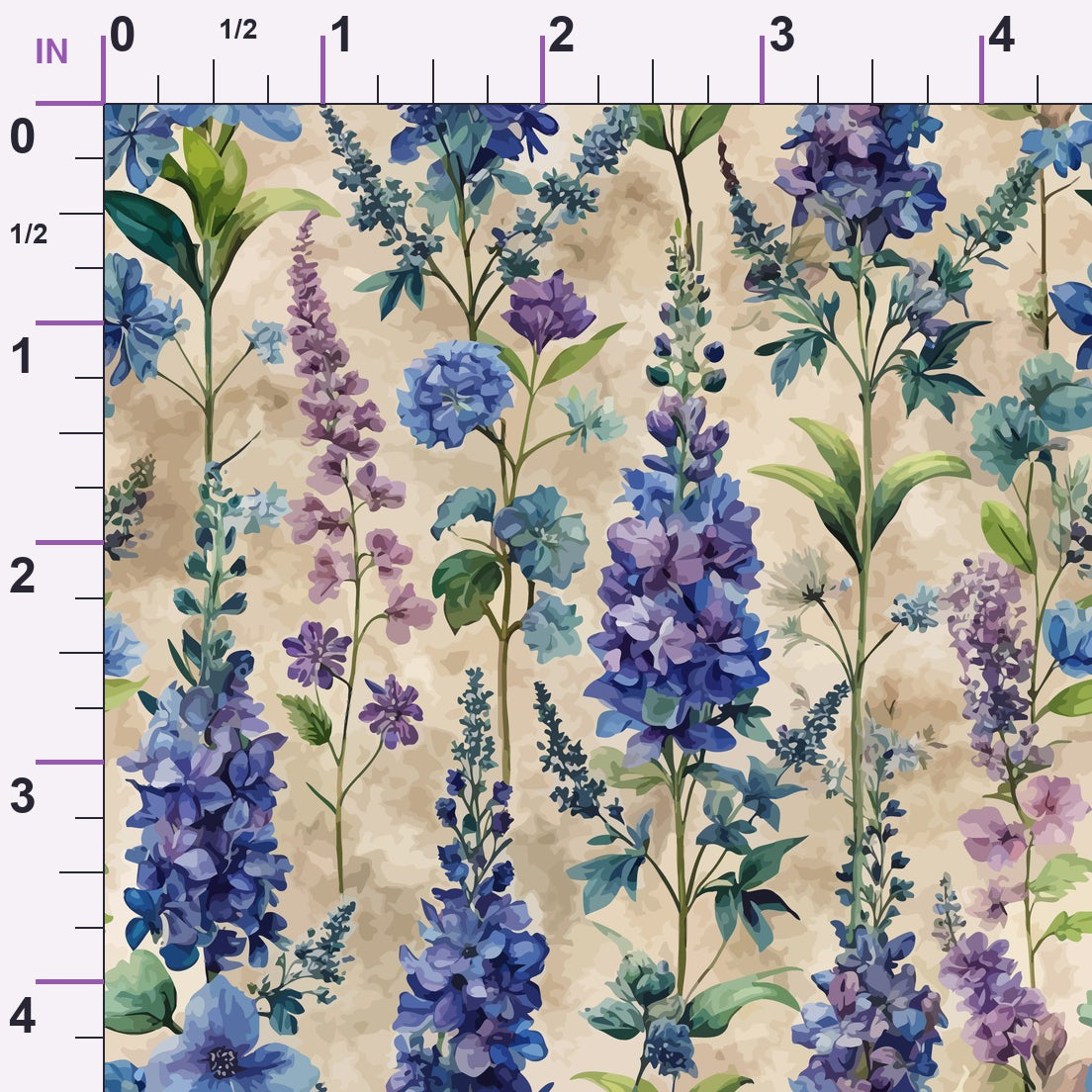 Art Nouveau Delphiniums Pattern 1 Minky Fabric