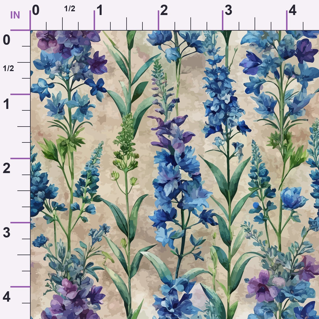 Art Nouveau Delphiniums Pattern 2 Minky Fabric