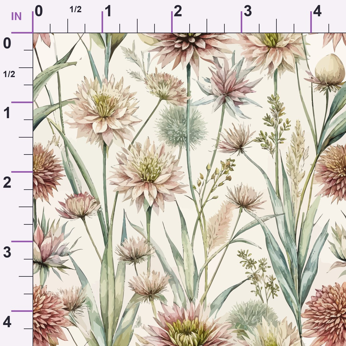 Art Nouveau Flowering Rush Pattern 1 Minky Fabric