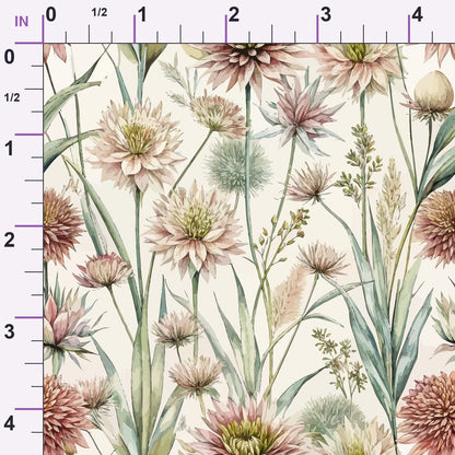 Art Nouveau Flowering Rush Pattern 1 Minky Fabric