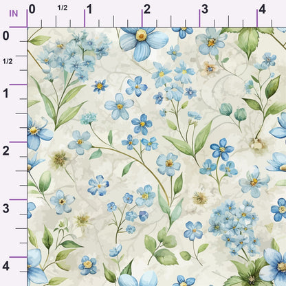 Art Nouveau Forget Me Nots Pattern 2 Minky Fabric
