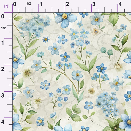 Art Nouveau Forget Me Nots Pattern 2 Minky Fabric