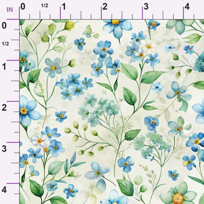 Art Nouveau Forget Me Nots Pattern 3 Minky Fabric