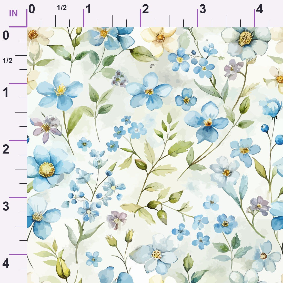 Art Nouveau Forget Me Nots Pattern 4 Minky Fabric