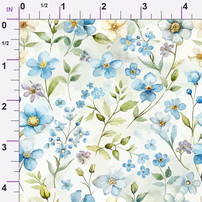 Art Nouveau Forget Me Nots Pattern 4 Minky Fabric