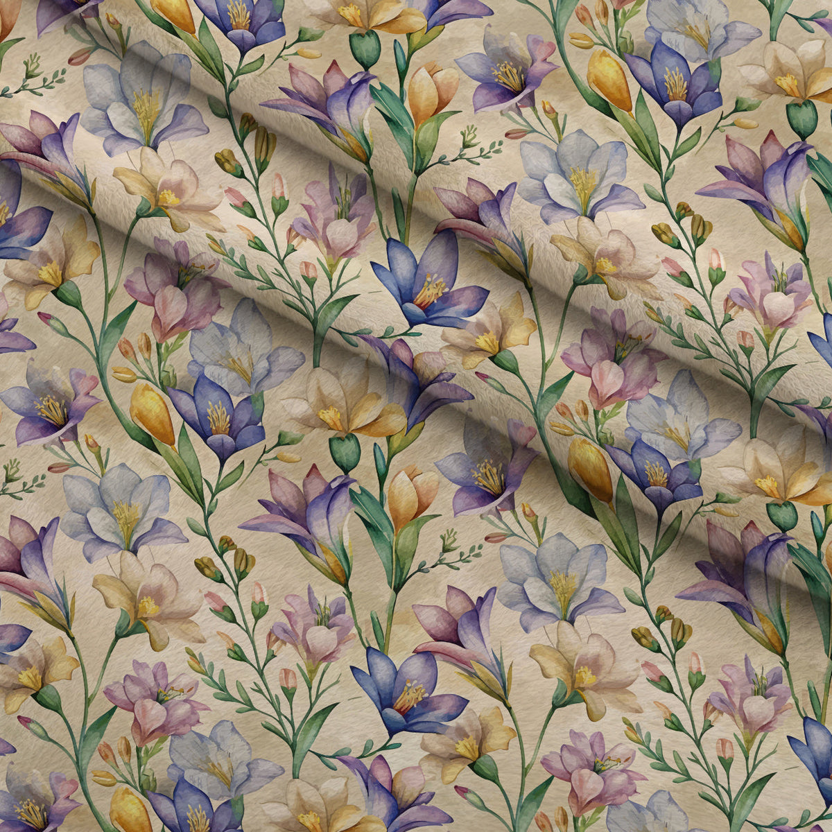 Art Nouveau Freesia Blossoms Pattern 1 Minky Fabric