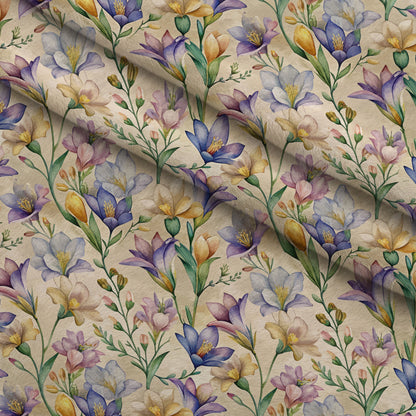 Art Nouveau Freesia Blossoms Pattern 1 Minky Fabric