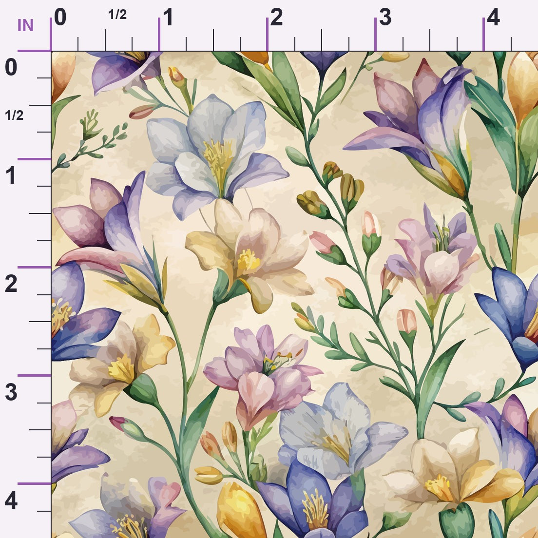 Art Nouveau Freesia Blossoms Pattern 1 Minky Fabric