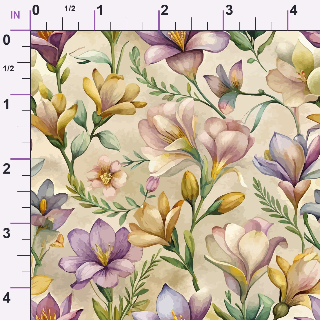 Art Nouveau Freesia Blossoms Pattern 2 Minky Fabric