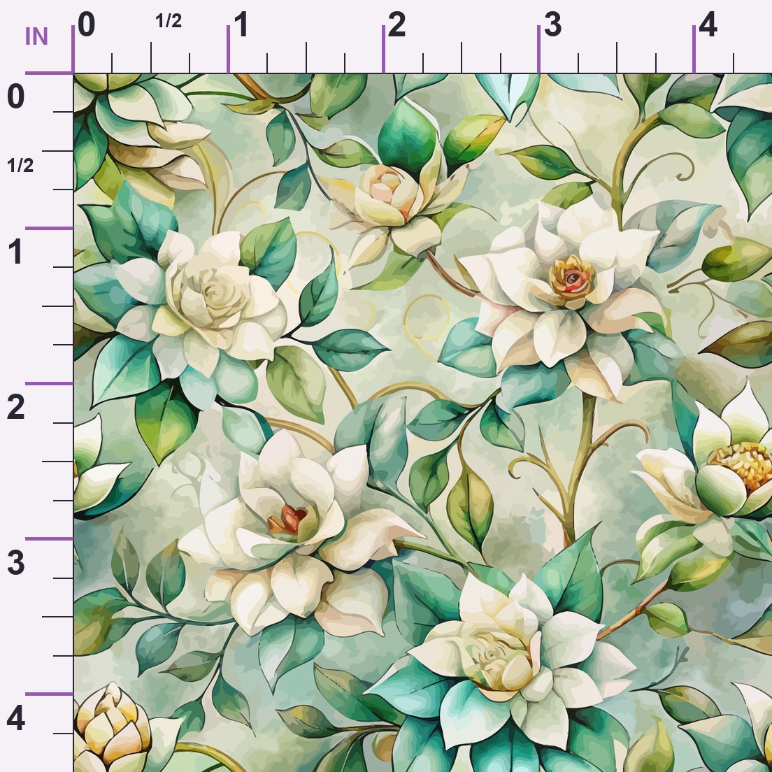 Art Nouveau Gardenias Pattern 2 Minky Fabric