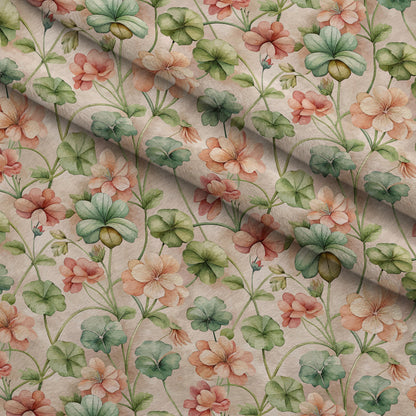 Art Nouveau Geraniums Pattern 1 Minky Fabric