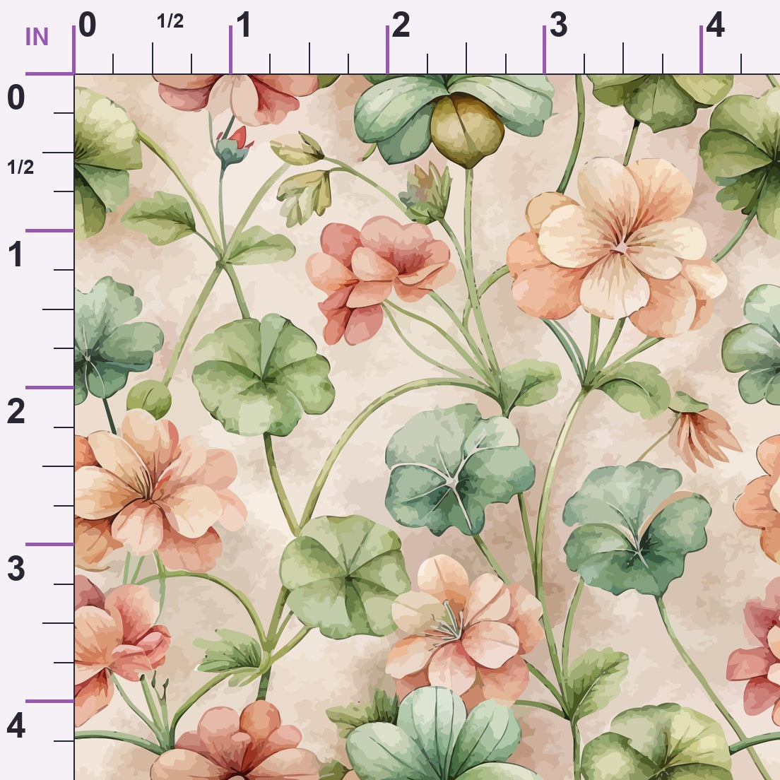 Art Nouveau Geraniums Pattern 1 Minky Fabric