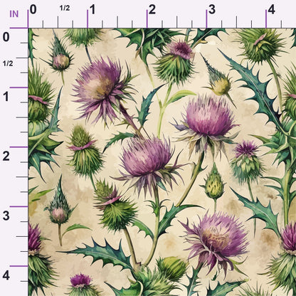 Art Nouveau Globe Thistles Pattern 2 Minky Fabric