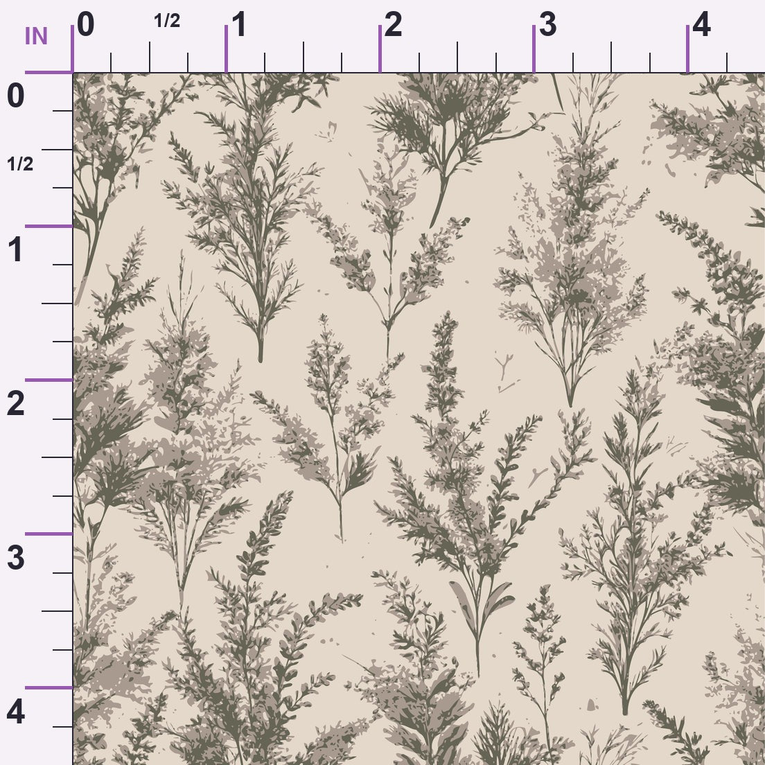 Art Nouveau Heather Sprigs Pattern 1 Minky Fabric