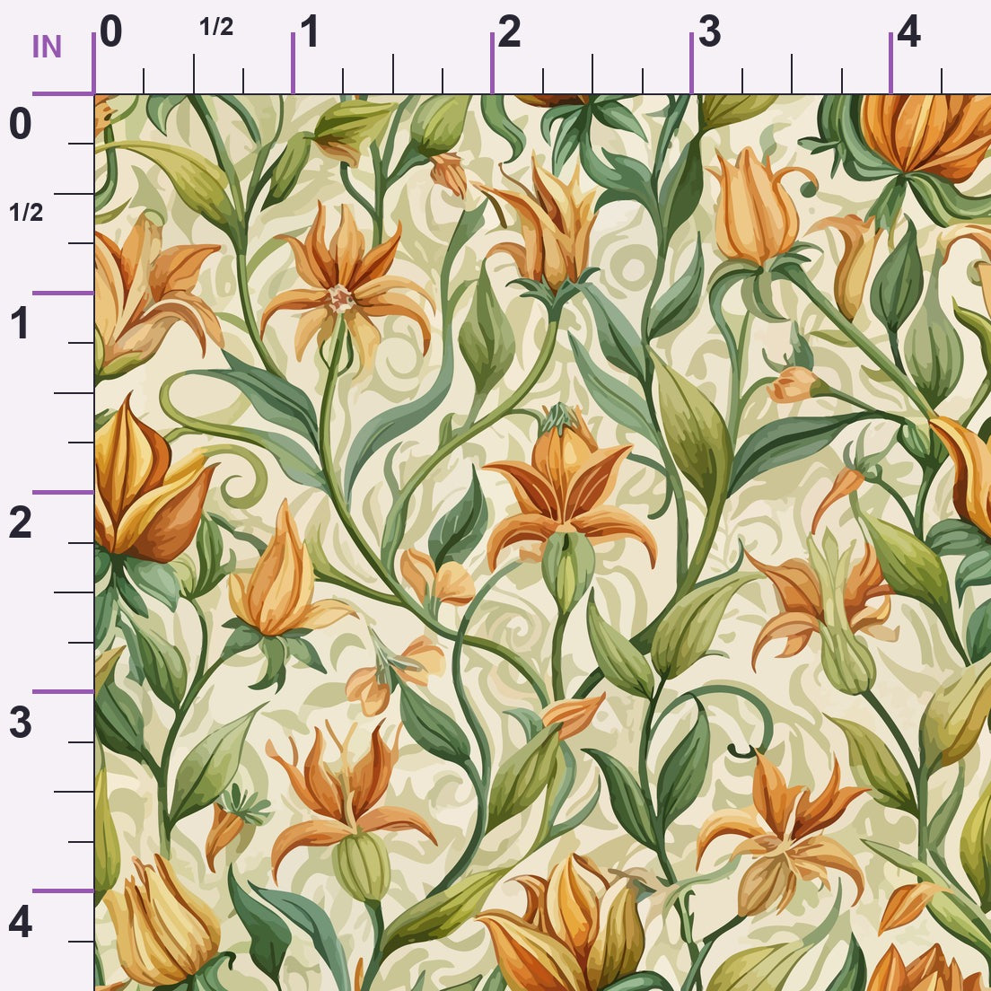 Art Nouveau Honeysuckles Pattern 1 Minky Fabric