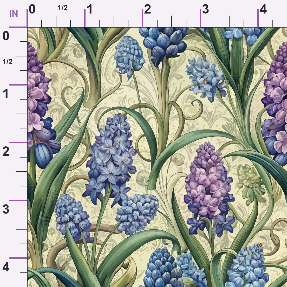 Art Nouveau Hyacinths Pattern 1 Minky Fabric